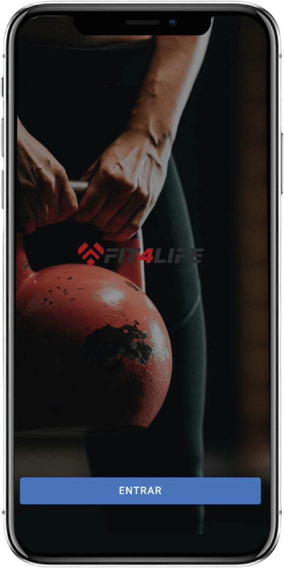 La pantalla de entrada de la app de Fit4Life, con el botón «Entrar»